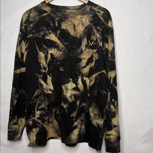 WURA abstract pattern men’s black tan long sleeve thick tee thin sweatshirt XL
